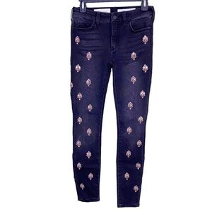 Pilcro and the Letterpress Dark Blue Embroidered Skinny Jeans